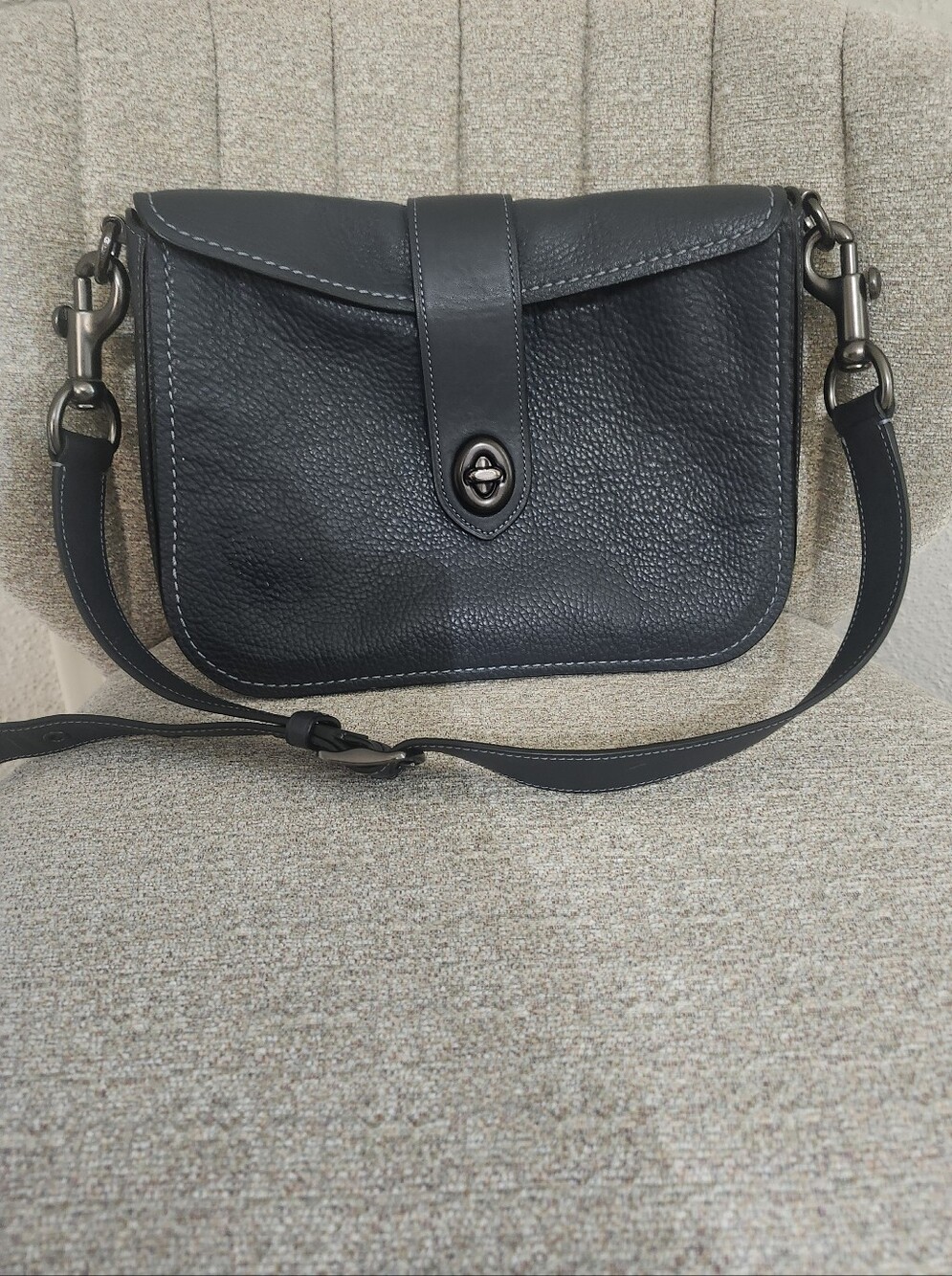 Coach 1941 Page 27 shoulder bag made from navy glovetanned pebble leather